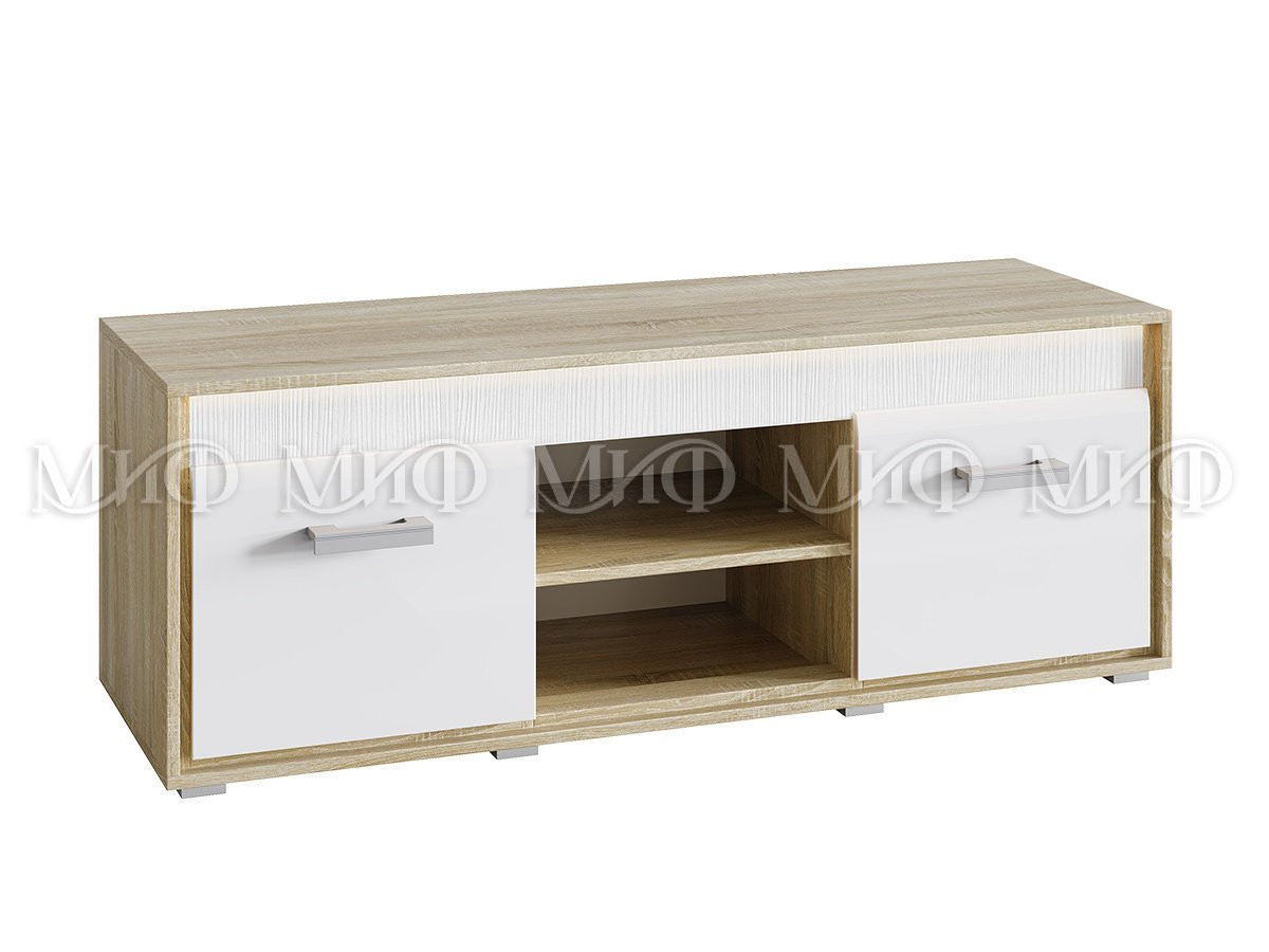 Тумба TV Формула МДФ Сонома/Белый Глянец (Ш-1380 мм x Г-448 мм х В-506 мм)