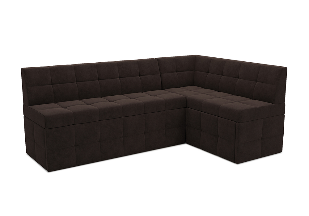 Кухонный угловой диван дельфин Атлантис микровелюр коричневый