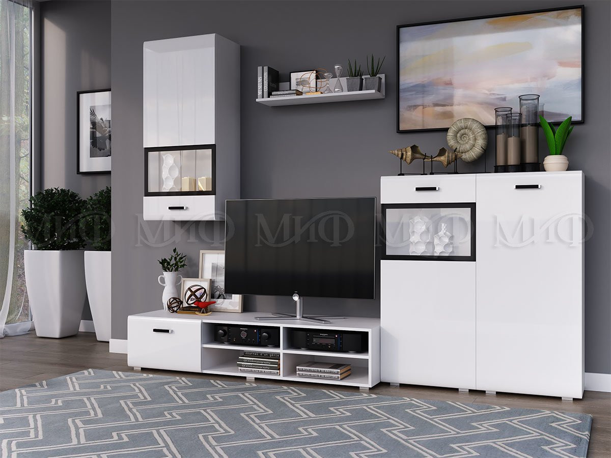 Гостиная Рим МДФ Белый Глянец (2730 мм x Высота 2200 мм x Глубина 520 мм)