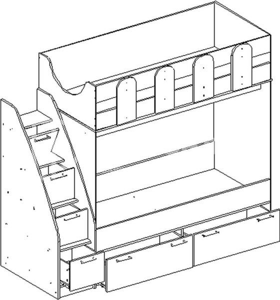 Детский Гарнитур Ириска-11 МДФ (Ш-2230 х В-1816 х Г-830 мм/Сп. Место 800 х 1800 мм)/Разные Цвета
