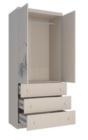 Шкаф с Ящиками Мийа-3 ШЯ-308/Фотопечать (Ш-973 х В-2090 х Г-509 мм)