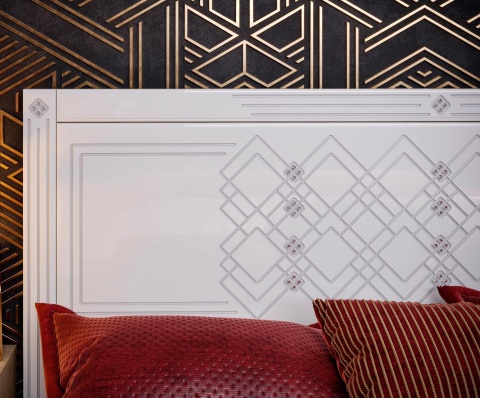 Кровать Амели Дуб Сонома Светлый/Белый Глянец (Д-1792 х В-1030 х Г-2042 мм)