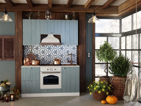 Кухонный Гарнитур Техас-1 МДФ Серо-Голубой 1600/1700/1800/2000 мм